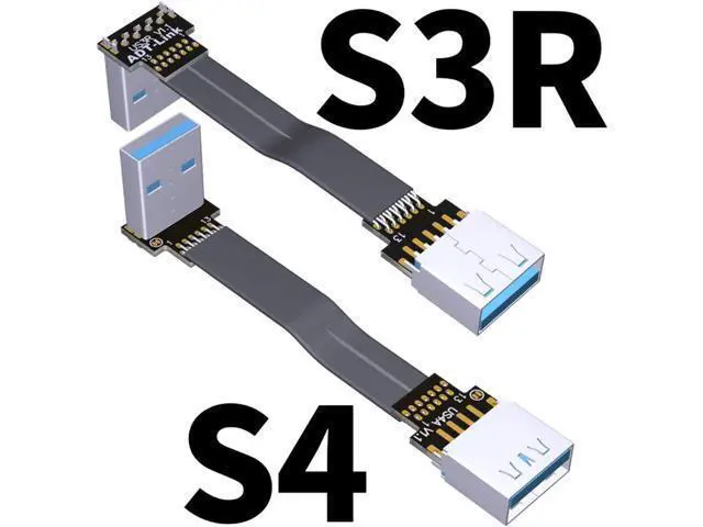 Alt view image 3 of 7 - ADT-Link USB 3.0 Cable USB to USB Cable Type A Male to Male Extension Cable Super Speed HDD 90/270 Degree Angle Up/Down Angled (10cm,S4-S3R)