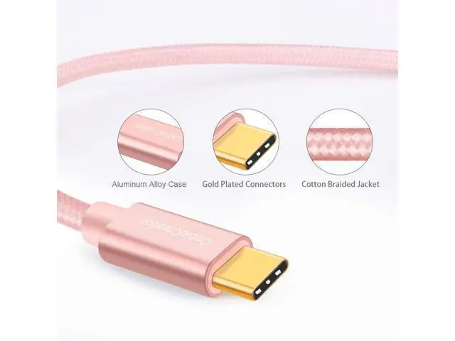 Alt view image 2 of 7 - USB C Cable 10FT CableCreation USB A to USB C Cable Braided USB to C Cable Fast Charging Cable 3A 60W 480Mbps Data Compatible with MacBook Air Chromebook Pixel Galaxy S21 S20 S10, etc 3M Rose Gold