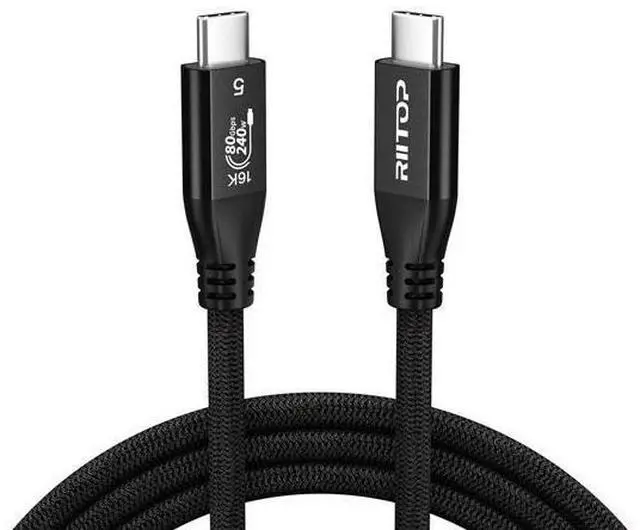 Main image of 80Gbps Thunderbolt 5 (USB-C) Cable Braided, 240W Charging and 16K/8K Display for Thunderbolt 4/USB4/USB-C Monitor, MacBook, iPad Pro, iPhone 16, Samsung, Hub, eGPU, Dock and More, 3.3FT / 1M