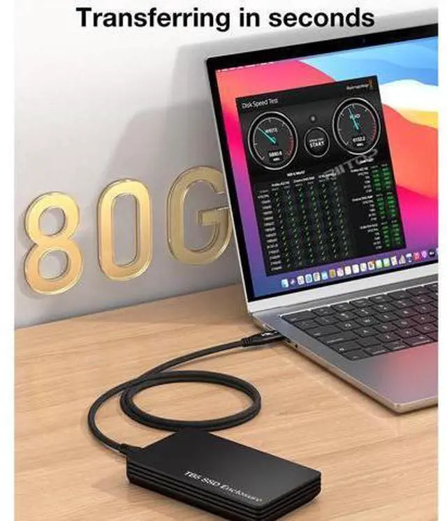 Alt view image 3 of 7 - 80Gbps Thunderbolt 5 (USB-C) Cable Braided, 240W Charging and 16K/8K Display for Thunderbolt 4/USB4/USB-C Monitor, MacBook, iPad Pro, iPhone 16, Samsung, Hub, eGPU, Dock and More, 3.3FT / 1M