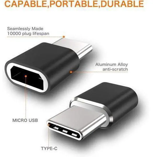 Main image of USB Type C Adapter (4-Pack), Micro USB Female to USB C Male Fast Charging Connector for Galaxy S20 S10 S9 S8 Plus,Note 9 8,A10 A20 A51,LG V35 V30 G7 G6,USB C Charger (Black)