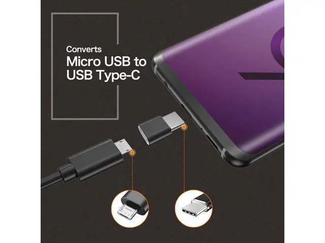 Alt view image 4 of 7 - USB Type C Adapter (4-Pack), Micro USB Female to USB C Male Fast Charging Connector for Galaxy S20 S10 S9 S8 Plus,Note 9 8,A10 A20 A51,LG V35 V30 G7 G6,USB C Charger (Black)