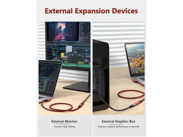 Alt view image 5 of 7 - USB C 4.0 Extension Cable 40Gbps 2.6ft, Thunderbolt 3 & 4 Extension Cable, RIITOP USB 4.0 Data Extender Cable Support PD 100W 20V5A, 40Gbps Transfer, 8K@60Hz, 6K/4K@60Hz Video for Dell/HP/Anker Dock