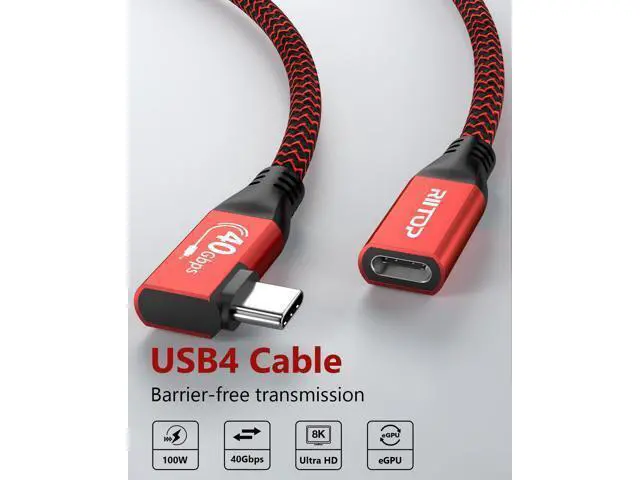 Alt view image 6 of 7 - USB C 4.0 Extension Cable 40Gbps 2.6ft, Thunderbolt 3 & 4 Extension Cable, RIITOP USB 4.0 Data Extender Cable Support PD 100W 20V5A, 40Gbps Transfer, 8K@60Hz, 6K/4K@60Hz Video for Dell/HP/Anker Dock
