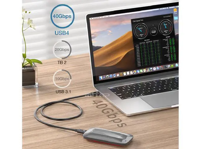 Alt view image 2 of 7 - Thunderbolt 4 Certified Cable, 6.6 ft USB-C to USB-C Cable with 100W Charging, Supports 8K Display and 40 Gbps Data Transfer, for iPhone 15, MacBook, iPad, Samsung Galaxy S23, and More