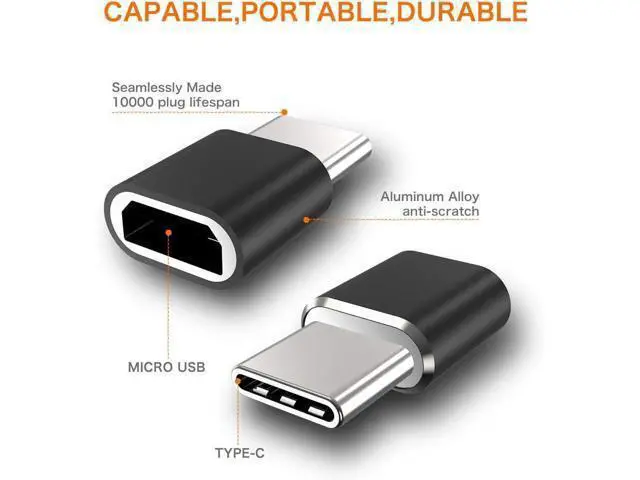Alt view image 2 of 7 - USB Type C Adapter (4-Pack), Micro USB Female to USB C Male Fast Charging Connector for Galaxy S20 S10 S9 S8 Plus,Note 9 8,A10 A20 A51,LG V35 V30 G7 G6,USB C Charger (Black)
