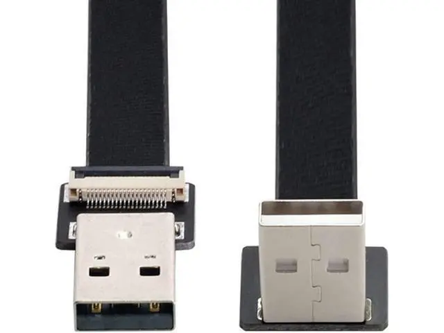 Alt view image 3 of 7 - USB 2.0 Type-A Male to USB 2.0 Type-A Male Data Flat Slim FPC Cable 90 Degree Up Angled for FPV & Disk & Scanner & Printer 50CM