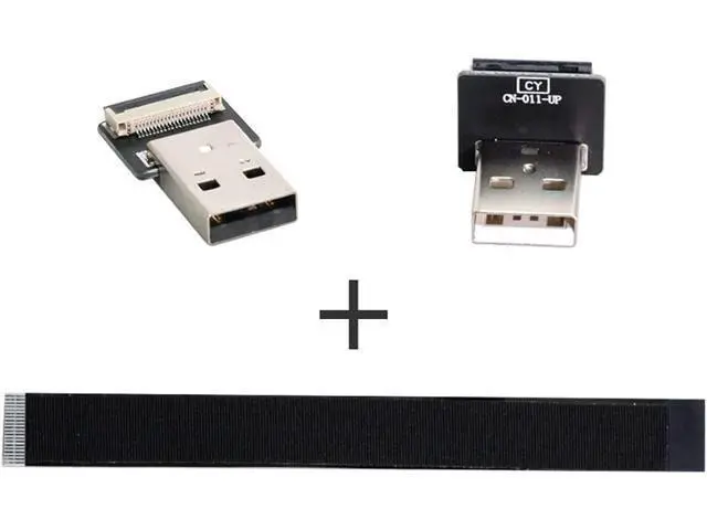 Alt view image 4 of 7 - USB 2.0 Type-A Male to USB 2.0 Type-A Male Data Flat Slim FPC Cable 90 Degree Up Angled for FPV & Disk & Scanner & Printer 50CM