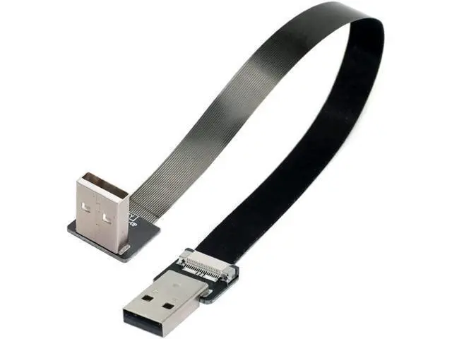 Alt view image 5 of 7 - USB 2.0 Type-A Male to USB 2.0 Type-A Male Data Flat Slim FPC Cable 90 Degree Up Angled for FPV & Disk & Scanner & Printer 50CM
