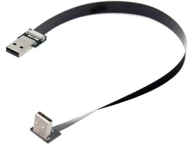 Alt view image 7 of 7 - USB 2.0 Type-A Male to USB 2.0 Type-A Male Data Flat Slim FPC Cable 90 Degree Up Angled for FPV & Disk & Scanner & Printer 50CM