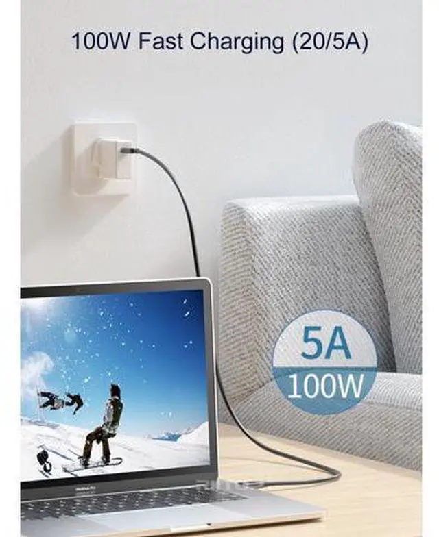 Alt view image 3 of 7 - Thunderbolt 4 Cable 40Gbps with 8K Video and 100W Charging, Compatible Thunderbolt 3, USB4, USB C to C Devices - 2.62FT