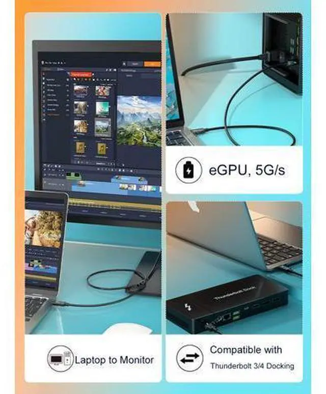 Alt view image 4 of 7 - Thunderbolt 4 Cable 40Gbps with 8K Video and 100W Charging, Compatible Thunderbolt 3, USB4, USB C to C Devices - 2.62FT