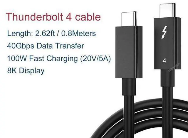 Alt view image 5 of 7 - Thunderbolt 4 Cable 40Gbps with 8K Video and 100W Charging, Compatible Thunderbolt 3, USB4, USB C to C Devices - 2.62FT