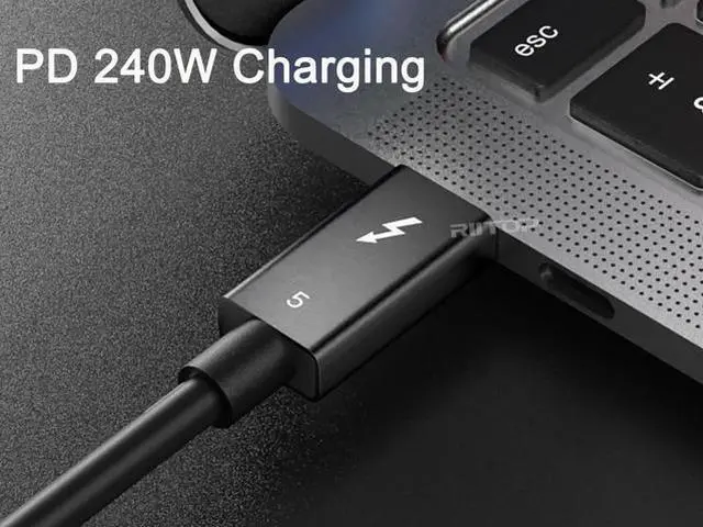 Alt view image 3 of 7 - 80Gbps Thunderbolt 5 Cable up to 240W Charging 3.3ft, 16K 8K Resolution Support, Compatible with Thunderbolt 4, USB4, Thunderbolt 3 and USB-C