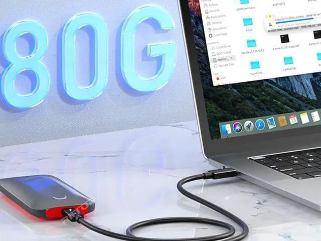 Alt view image 2 of 7 - 80Gbps Thunderbolt 5 Cable up to 240W Charging 3.3ft, 16K 8K Resolution Support, Compatible with Thunderbolt 4, USB4, Thunderbolt 3 and USB-C