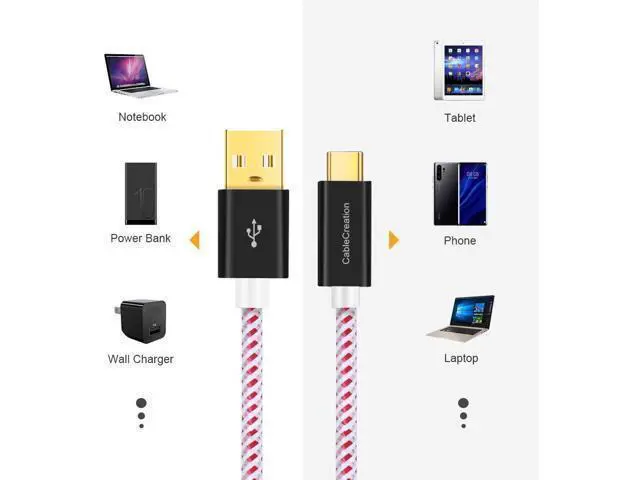 Alt view image 6 of 7 - Short USB C Cable 1.6 FT CableCreation USB A to USB C Cable Braided USB to C Cable Fast Charging Cable 3A 480Mbps Data, Compatible with MacBook Air Chromebook Pixel Galaxy S21 S20 S10,etc 0.5M/Red