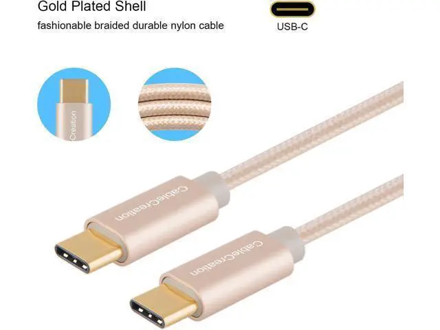 Alt view image 4 of 6 - USB C Cable 10FT 60W USB C to USB C Fast Charging Cable USB Type-C to C Cable Braided 3A 60W 480Mbps Data for MacBook Pro Air iPad Air Pro S21/S20+/S20 Pixel 4/5 etc. 3m Gold