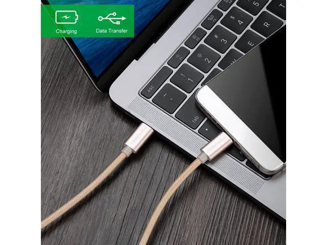 Alt view image 3 of 6 - USB C Cable 10FT 60W USB C to USB C Fast Charging Cable USB Type-C to C Cable Braided 3A 60W 480Mbps Data for MacBook Pro Air iPad Air Pro S21/S20+/S20 Pixel 4/5 etc. 3m Gold