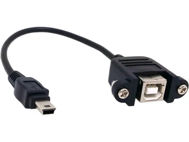 Alt view image 4 of 4 - Mini USB 5pin Male to USB B Female Panel Mount Type Cable 20cm with Screws