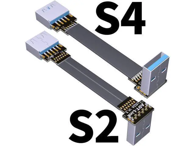 Alt view image 3 of 7 - ADT-Link USB 3.0 Cable USB to USB Cable Type A Male to Male Extension Cable Super Speed HDD 90/270 Degree Angle Up/Down Angled (30cm,S2-S4)
