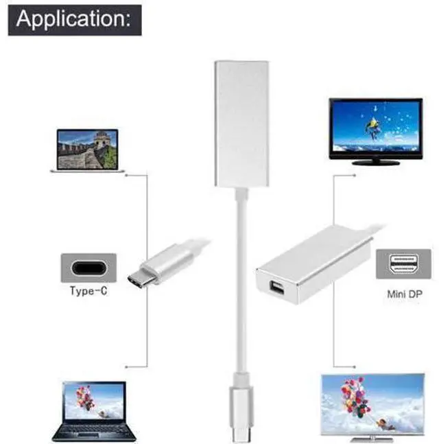 Alt view image 3 of 7 - USB-C USB 3.1 Type C to Mini DisplayPort DP 1080p HDTV Adapter Cable with Gold Aluminium Case for 2015 New 12 Inch
