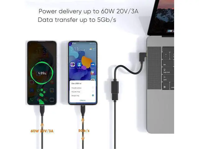 Alt view image 3 of 7 - USB C to USB A Adapter OTG CableCreation USB 3.1 C Male to A Female 90 Degree 5Gbps USB A Female to USB C Male Cable for MacBook Pro iPad Pro S21 S20 S10 Note 10 and Other USB C Devices 0.15m Black