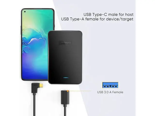 Alt view image 6 of 7 - USB C to USB A Adapter OTG CableCreation USB 3.1 C Male to A Female 90 Degree 5Gbps USB A Female to USB C Male Cable for MacBook Pro iPad Pro S21 S20 S10 Note 10 and Other USB C Devices 0.15m Black