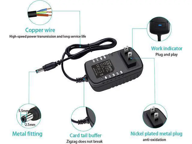 Alt view image 2 of 7 - 9 Volt 2A Power Adapter Supply 9V 2A 18 Watt LED Power Supply Transformer 2.5 X 5.5mm Plug Wall Adapter(Polarity: Inner + and Outer -)