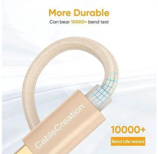 Alt view image 3 of 7 - USB C to USB Cable Short 6 inch CableCreation Durable USB C to USB A Short USB C Cable Fast Charging 3A 480Mbps Data USB A to USB C for Power Bank Stylus Pen S21 S20 Pixel GoPro Hero 0.15m Gold