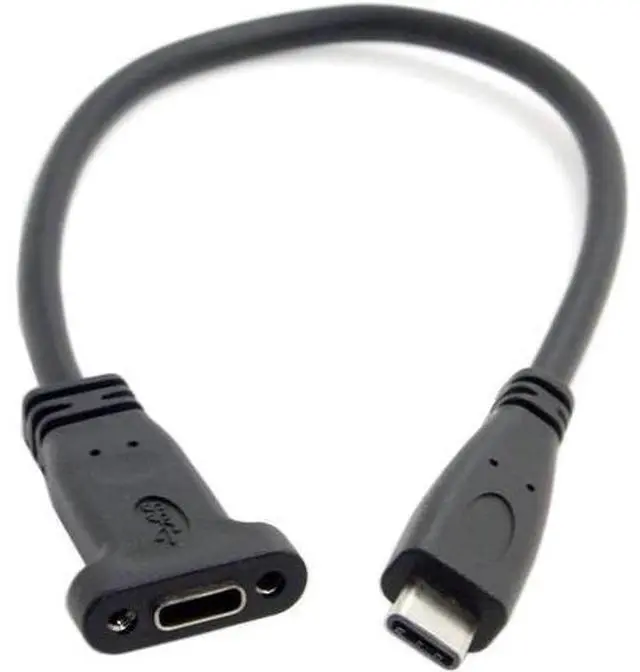 Alt view image 2 of 6 - USB-C USB 3.1 Type C Male to Female Data Extension Cable with Panel Mount Screw Hole