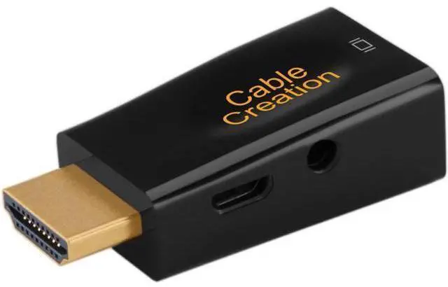 Main image of HDMI to VGA Adapter Gold Plated HDMI HDTV to VGA with Audio Converter Male to Female Support 1080P Black