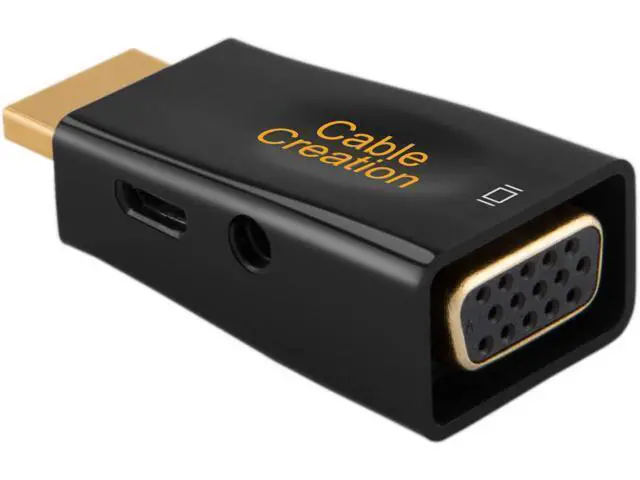 Alt view image 3 of 7 - HDMI to VGA Adapter Gold Plated HDMI HDTV to VGA with Audio Converter Male to Female Support 1080P Black