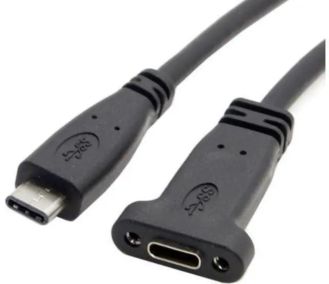 Alt view image 3 of 6 - USB-C USB 3.1 Type C Male to Female Data Extension Cable with Panel Mount Screw Hole