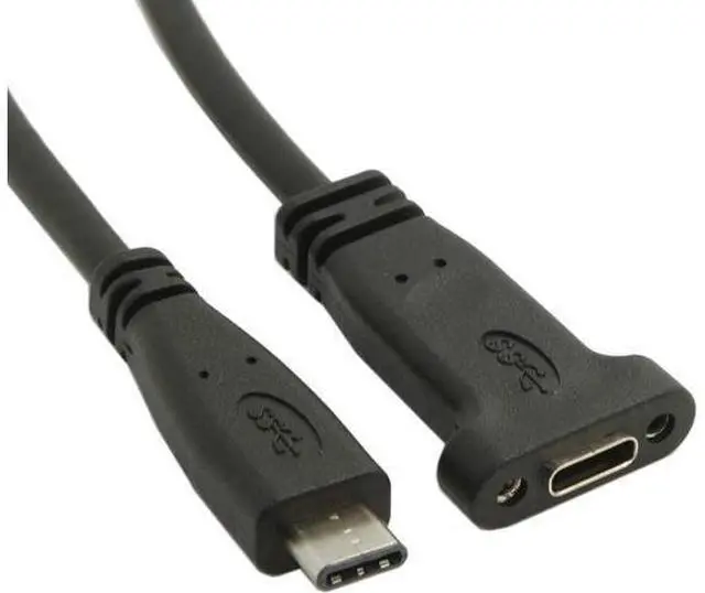 Alt view image 4 of 6 - USB-C USB 3.1 Type C Male to Female Data Extension Cable with Panel Mount Screw Hole