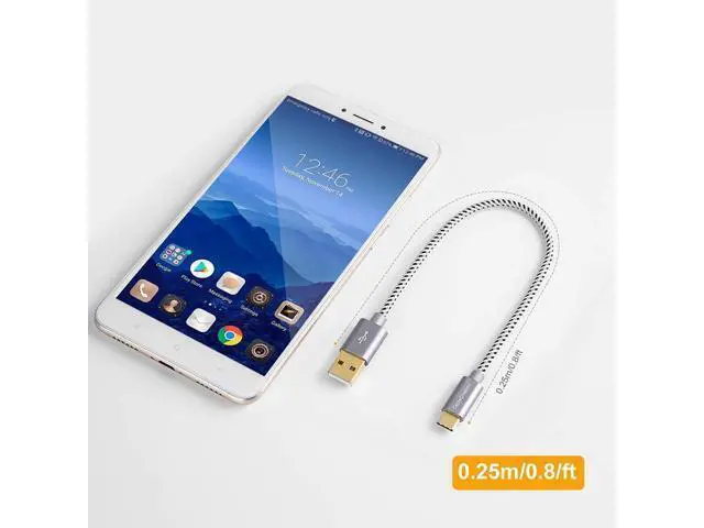 Alt view image 6 of 7 - USB C Cable Short 0.8FT CableCreation Durable USB C to USB A Short USB C Cable Fast Charging 3A 480Mbps Data USB A to USB C for iPad Pro, iPad Mini, Power Bank, S21 S20 Pixel 25cm Gray