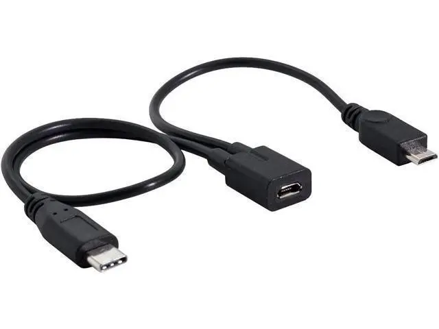 Alt view image 2 of 5 - Micro USB Female to USB 3.1 USB-C Type-C & Micro USB Male Splitter Charged Extension Cable
