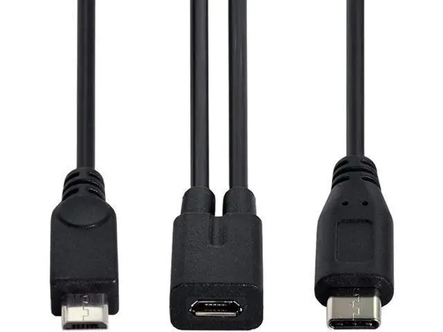 Alt view image 4 of 5 - Micro USB Female to USB 3.1 USB-C Type-C & Micro USB Male Splitter Charged Extension Cable