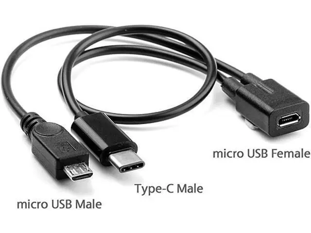 Alt view image 5 of 5 - Micro USB Female to USB 3.1 USB-C Type-C & Micro USB Male Splitter Charged Extension Cable