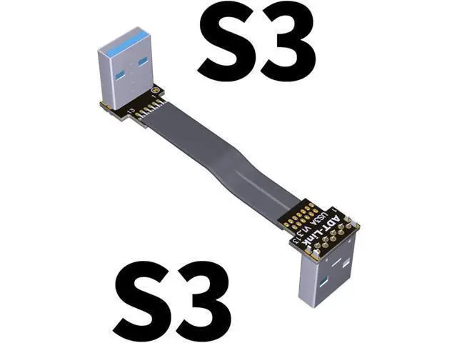 Alt view image 2 of 7 - ADT-Link USB 3.0 Cable USB to USB Cable Type A Male to Male Extension Cable Super Speed HDD 90/270 Degree Angle Up/Down Angled (10cm,S3-S3)