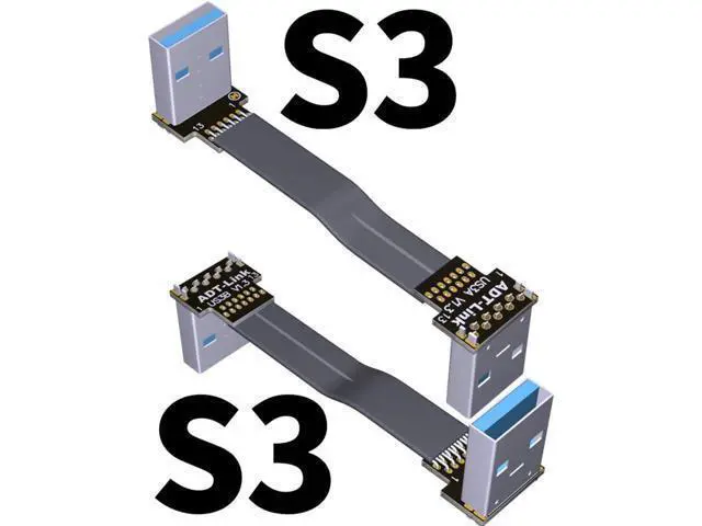 Alt view image 3 of 7 - ADT-Link USB 3.0 Cable USB to USB Cable Type A Male to Male Extension Cable Super Speed HDD 90/270 Degree Angle Up/Down Angled (10cm,S3-S3)
