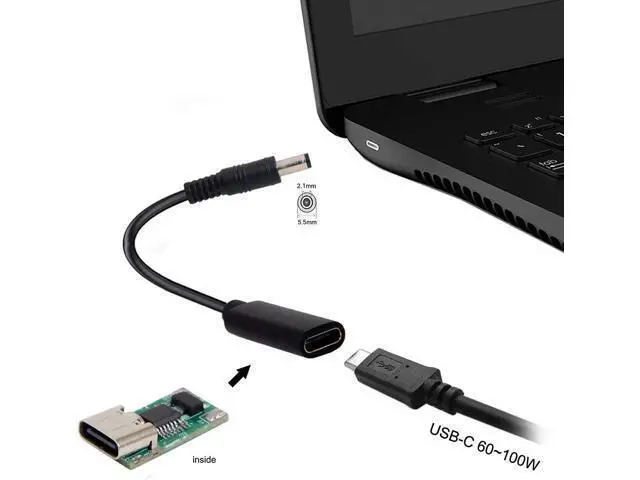 Alt view image 5 of 5 - Type C USB-C Female Input to DC 5.5x2.1mm Cable fit for Laptop DC 19.5V