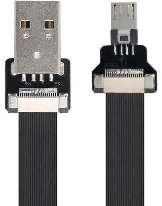Main image of Type-A USB 2.0 Male to Micro USB 5Pin Male Data Flat Slim FPC Cable 20CM for FPV & Disk & Phone