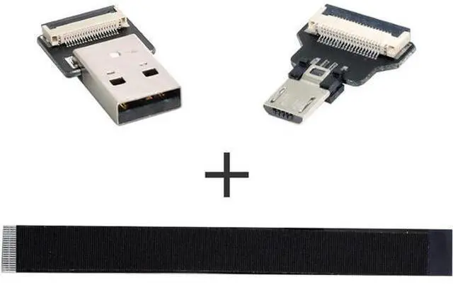 Alt view image 3 of 7 - Type-A USB 2.0 Male to Micro USB 5Pin Male Data Flat Slim FPC Cable 20CM for FPV & Disk & Phone