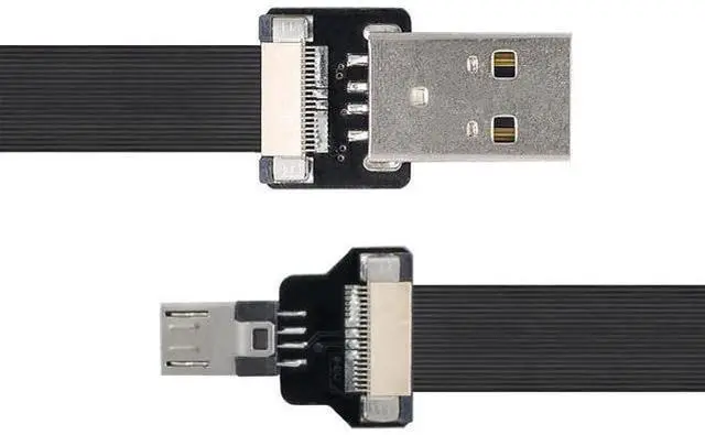 Alt view image 2 of 7 - Type-A USB 2.0 Male to Micro USB 5Pin Male Data Flat Slim FPC Cable 20CM for FPV & Disk & Phone