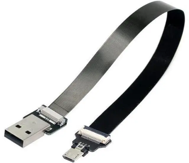 Alt view image 5 of 7 - Type-A USB 2.0 Male to Micro USB 5Pin Male Data Flat Slim FPC Cable 20CM for FPV & Disk & Phone