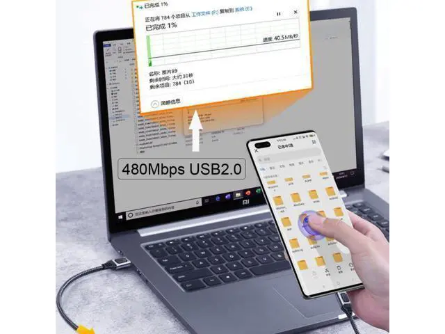 Alt view image 6 of 7 - USB-C Type-C Male to USB-C Male USB 2.0 Version Data Cable Support E-Marker PD 100W for Laptop & Phone 1.5M
