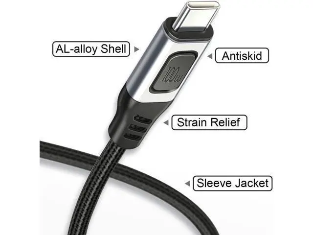 Alt view image 7 of 7 - USB-C Type-C Male to USB-C Male USB 2.0 Version Data Cable Support E-Marker PD 100W for Laptop & Phone 1.5M