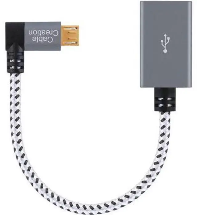 Main image of Right Angle Micro USB OTG Adapter, CableCreation Braided Micro USB to USB On The Go Adapter Compatible with Flash Drive, Mouse & Keyboard, Game Controller, Aluminum, Space Gray