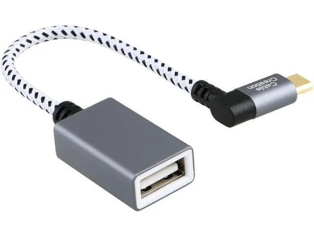 Alt view image 4 of 7 - Right Angle Micro USB OTG Adapter, CableCreation Braided Micro USB to USB On The Go Adapter Compatible with Flash Drive, Mouse & Keyboard, Game Controller, Aluminum, Space Gray