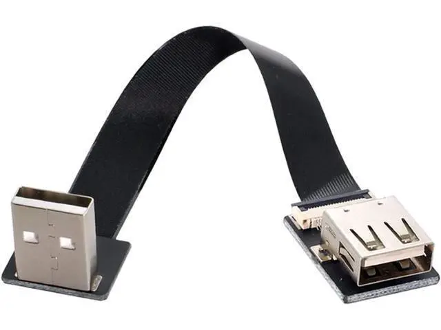 Alt view image 4 of 7 - Up Angled Flat Slim FPC USB 2.0 Type-A Male to Female Extension Data Cable for FPV & Disk & Scanner & Printer 20CM